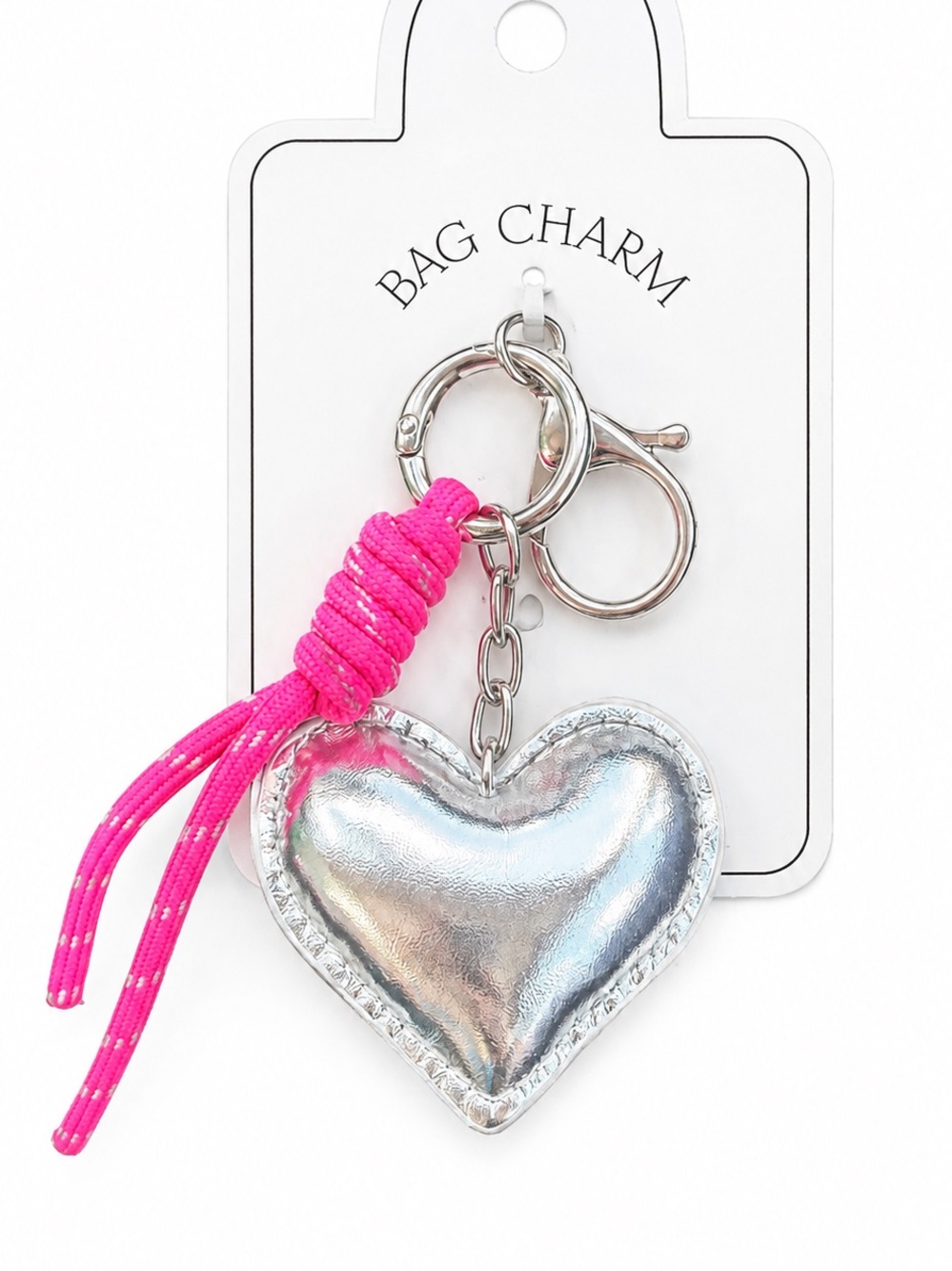 Silver Heart Bag Charm Keychain Purse Charm New